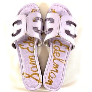 Sam Edelman Signature Bay Slide Flat Sandal Lilac Lavender Leather size 8.5